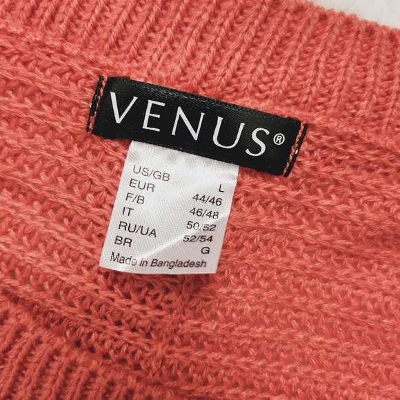 VENUS ORANGE KNIT SWEATER FAUX BACK BUTTONS OVERSIZED LG LARGE L - Picture 3 of 7